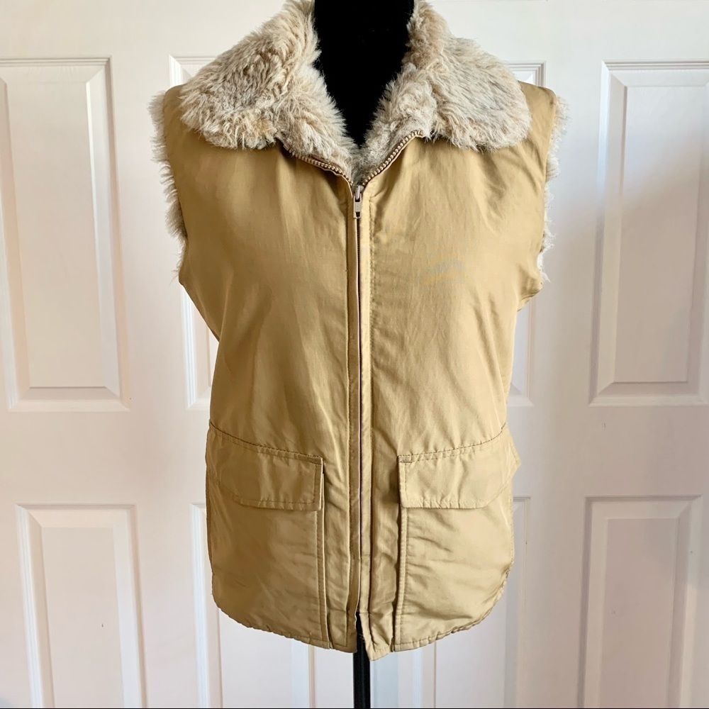 Woolrich Tan Faux Fur Lined Zipper Vest